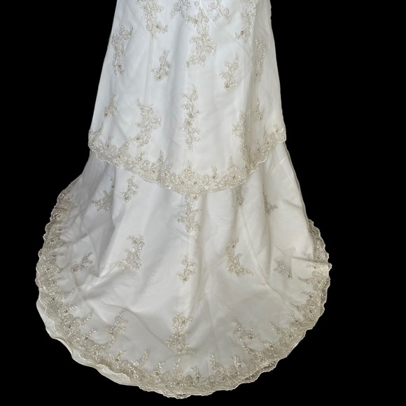Wedding Dress Bridal Gown Ivory Gold Size 12 Convertible Two Length Embellished - Picture 8 of 16